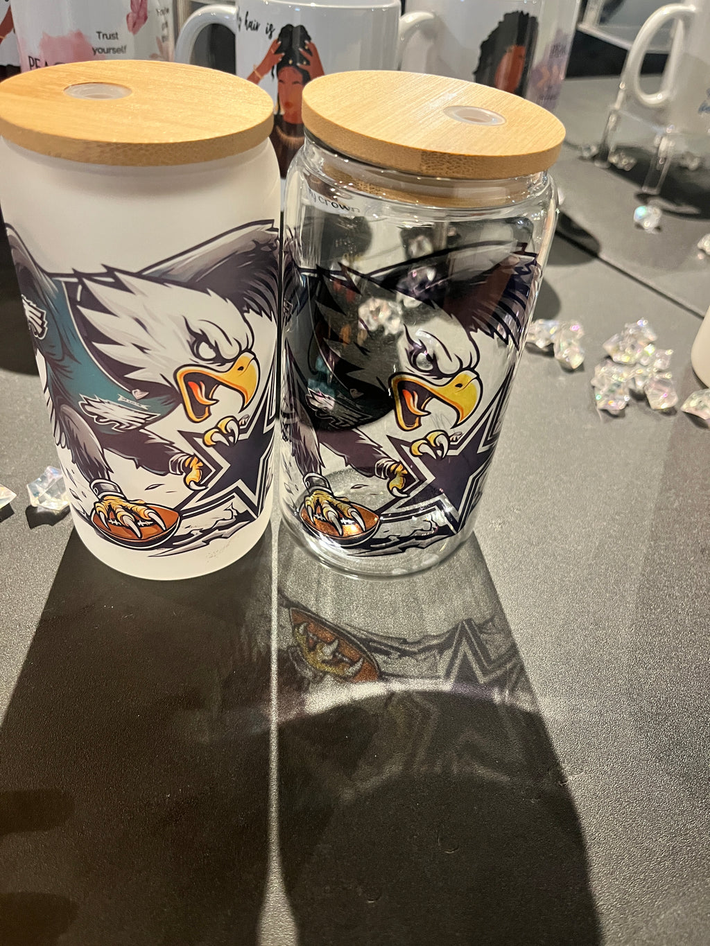 The Midnight Green & Silver Star Glass Tumbler