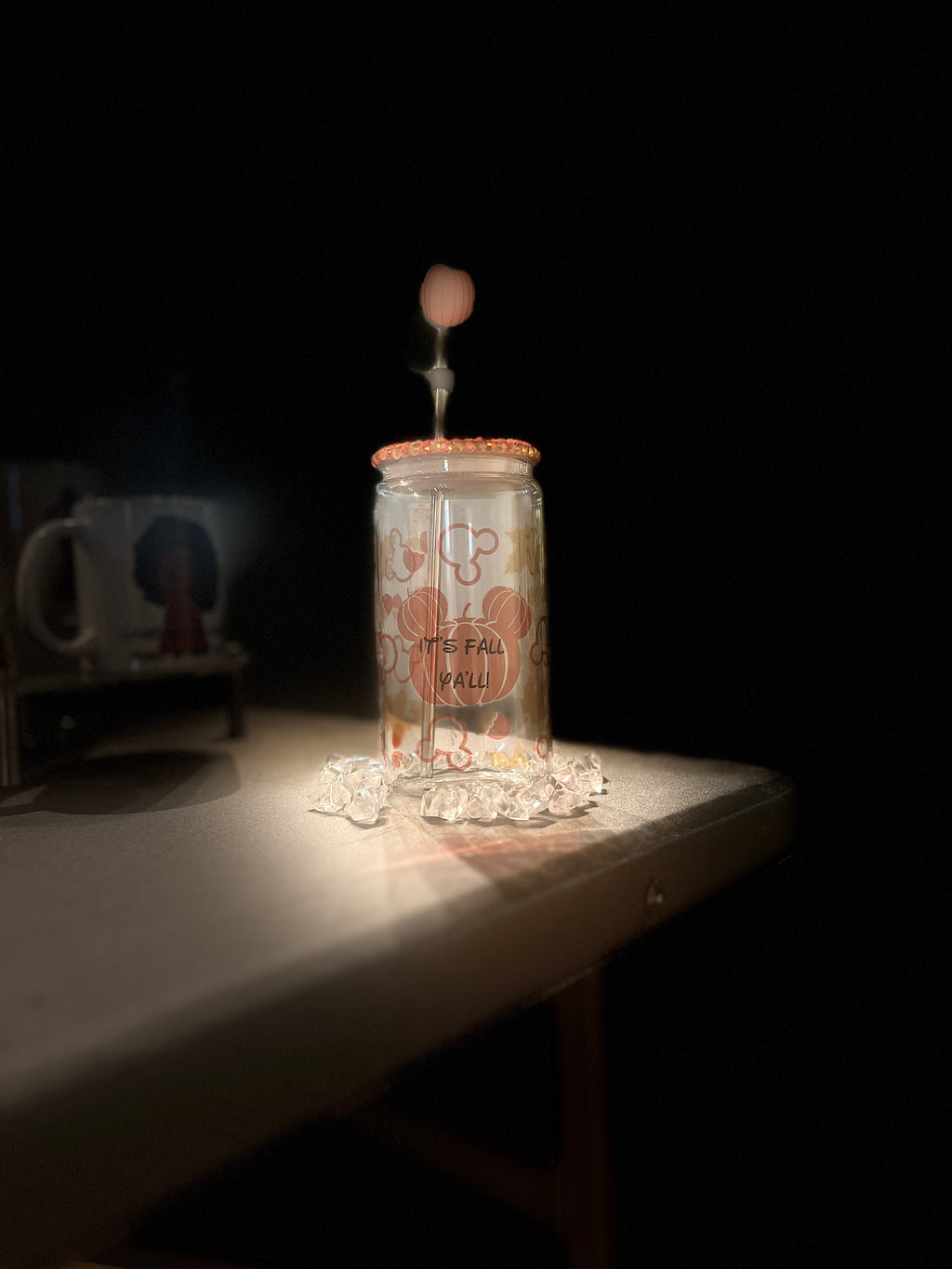 Glass Magical Mouse Pumpkin Tumbler