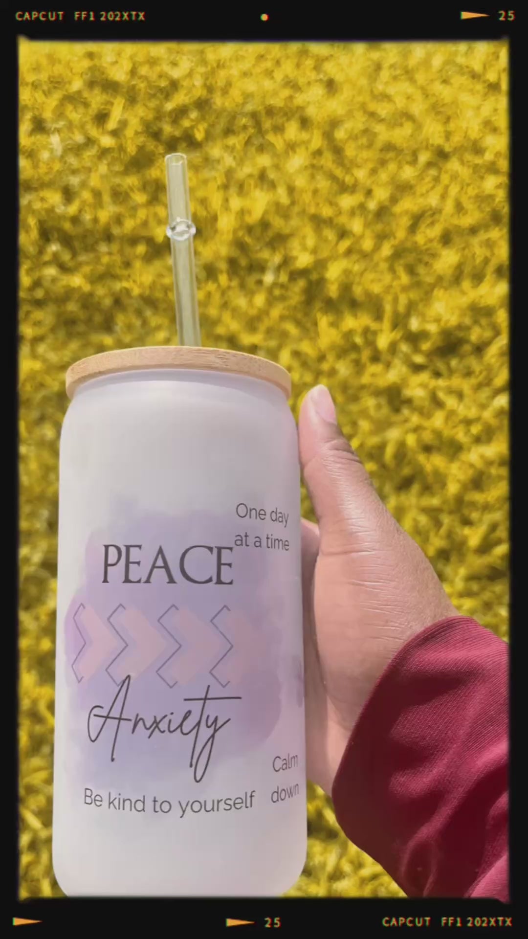 Peace over Anxiety Frosted Tumbler with Bamboo lid